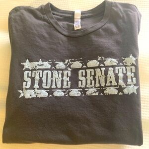 Stone Senate star logo rock band concert T-shirt, gray/blue size large soft